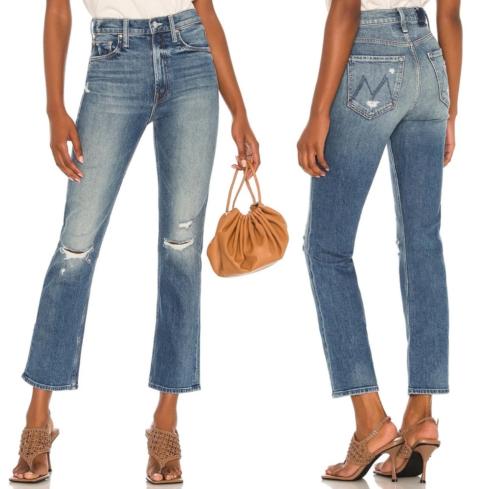 Mother Superior High Waisted Rider Ankle Straight Leg Jeans Far Beyond The Sky